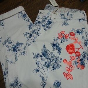 code bleu embroidered jeans